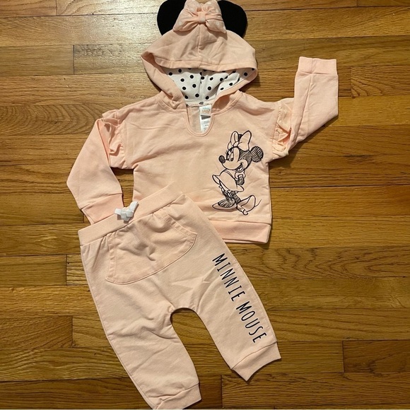 Disney Other - Disney Baby | Pink Minnie Mouse Hooded Sweatsuit | 12 mo